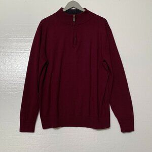 Tailorbyrd Collection Mens XXL Burgundy 1/4 Zip Pullover Sweatshirt Golf Preppy